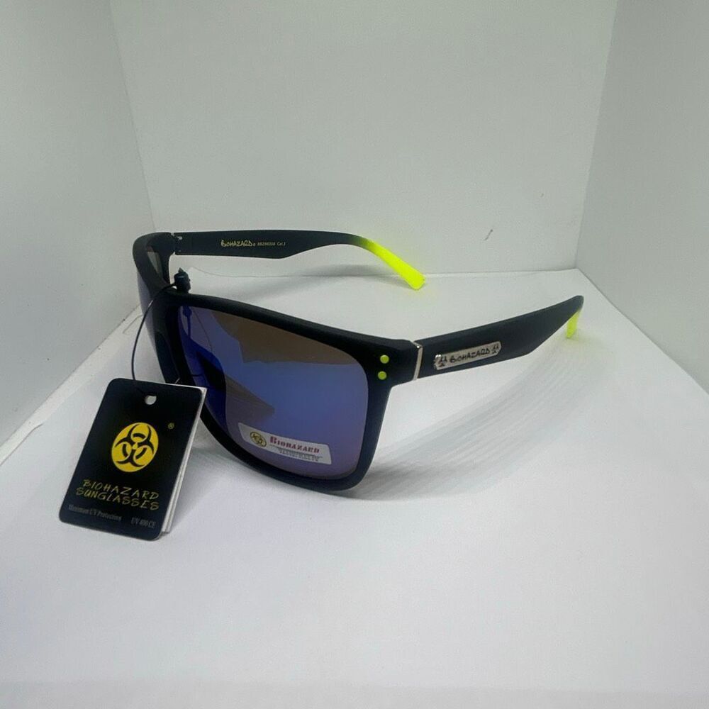 Biohazard Mirrored Sunglasses Men’s UV400 Protection